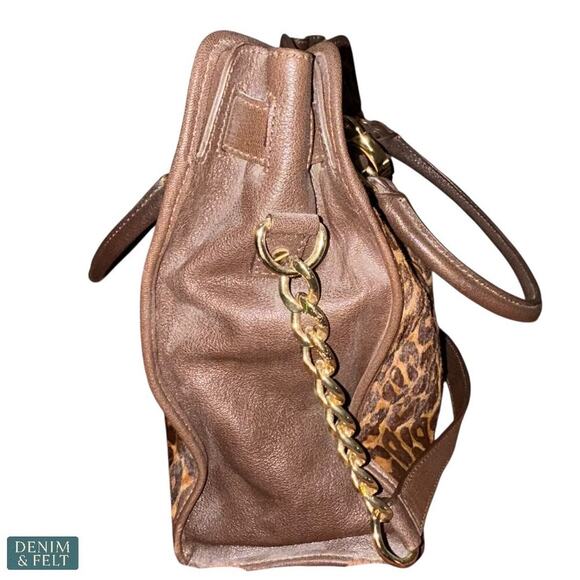 Michael Kors Leopard Hamilton Satchel Tote Bag/Purse Brown Gold Hardware~ RARE!! - Picture 11 of 16